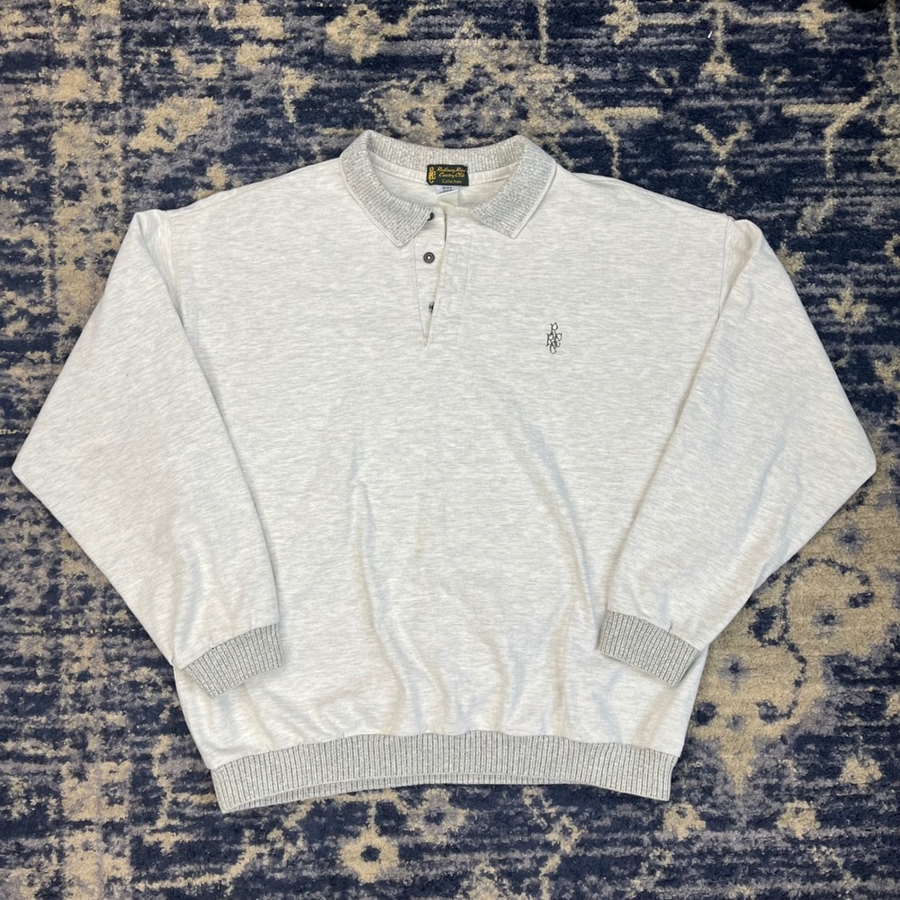 Rockaway River Country Club Mens XXL Gray Cotton Long Sleeve Polo Sweatshirt